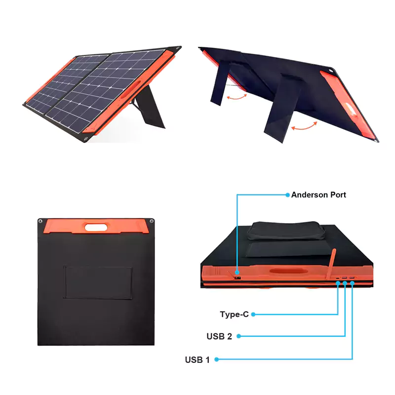 Foldable 100 Watt RV portable solar panel charger for camping